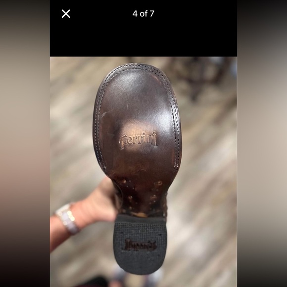 Brown Leather Ferrini Ladies Cowboy Boots with Gold Accents size 8 1/2 NWOT - Picture 5 of 7